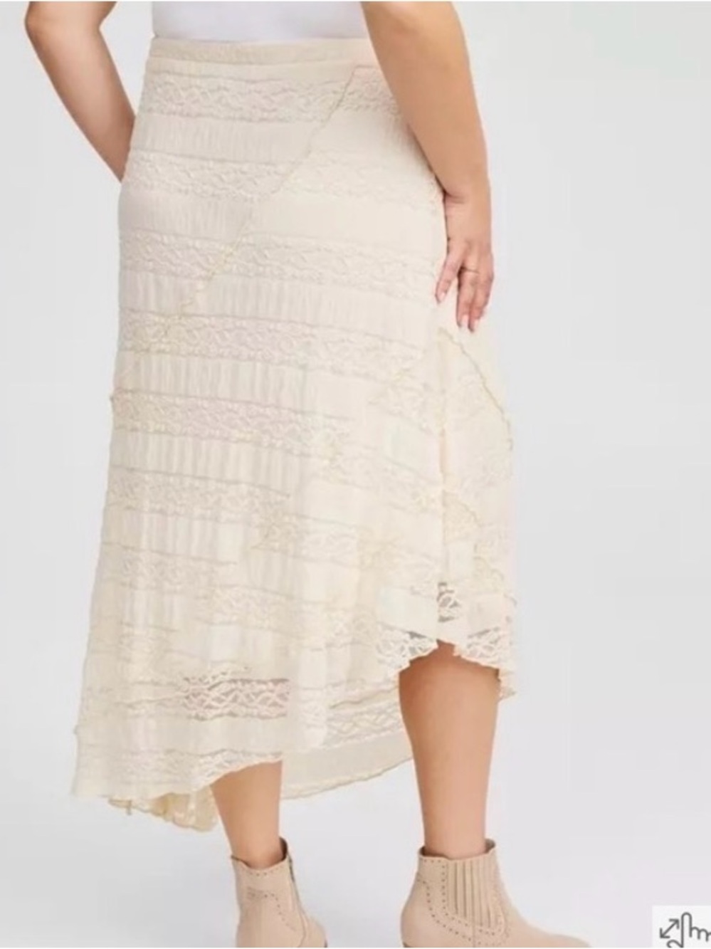 NWT Torrid Cream Asymmetrical Lace Maxi Skirt